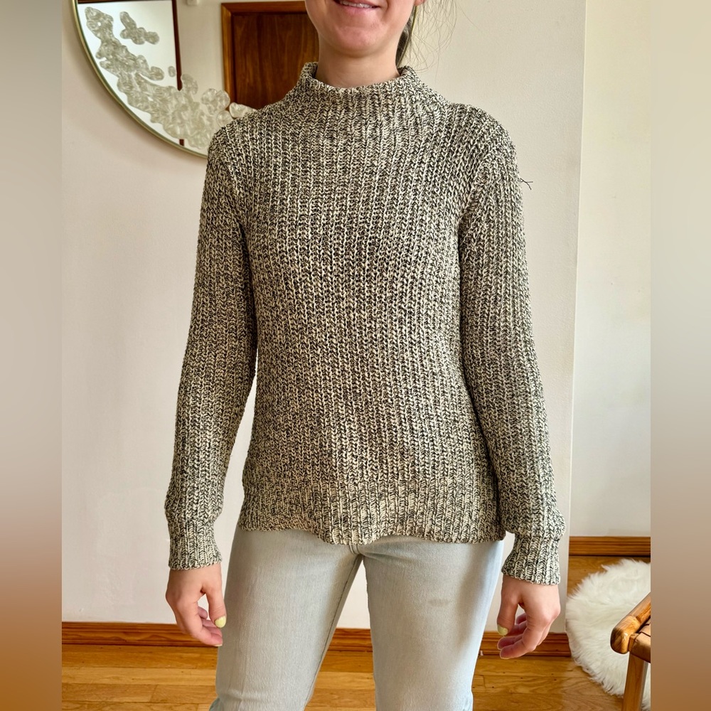 Mock Neck Cotton Knit Sweater
